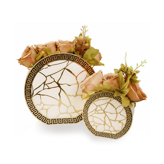 Broken Tree Black White Gold: Round Vase