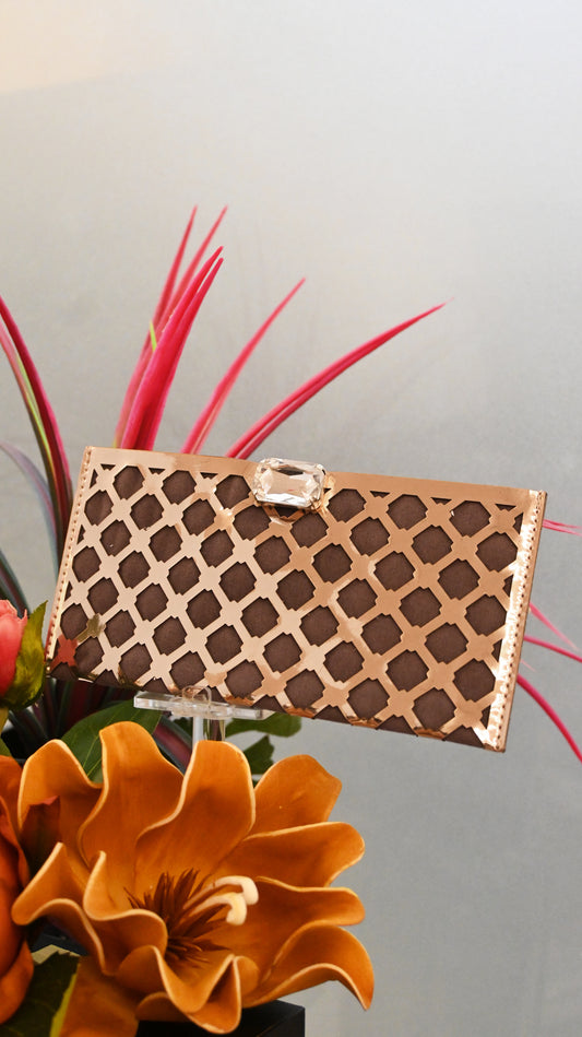 Diamond Arch: Rosegold Crystal PU Envelop