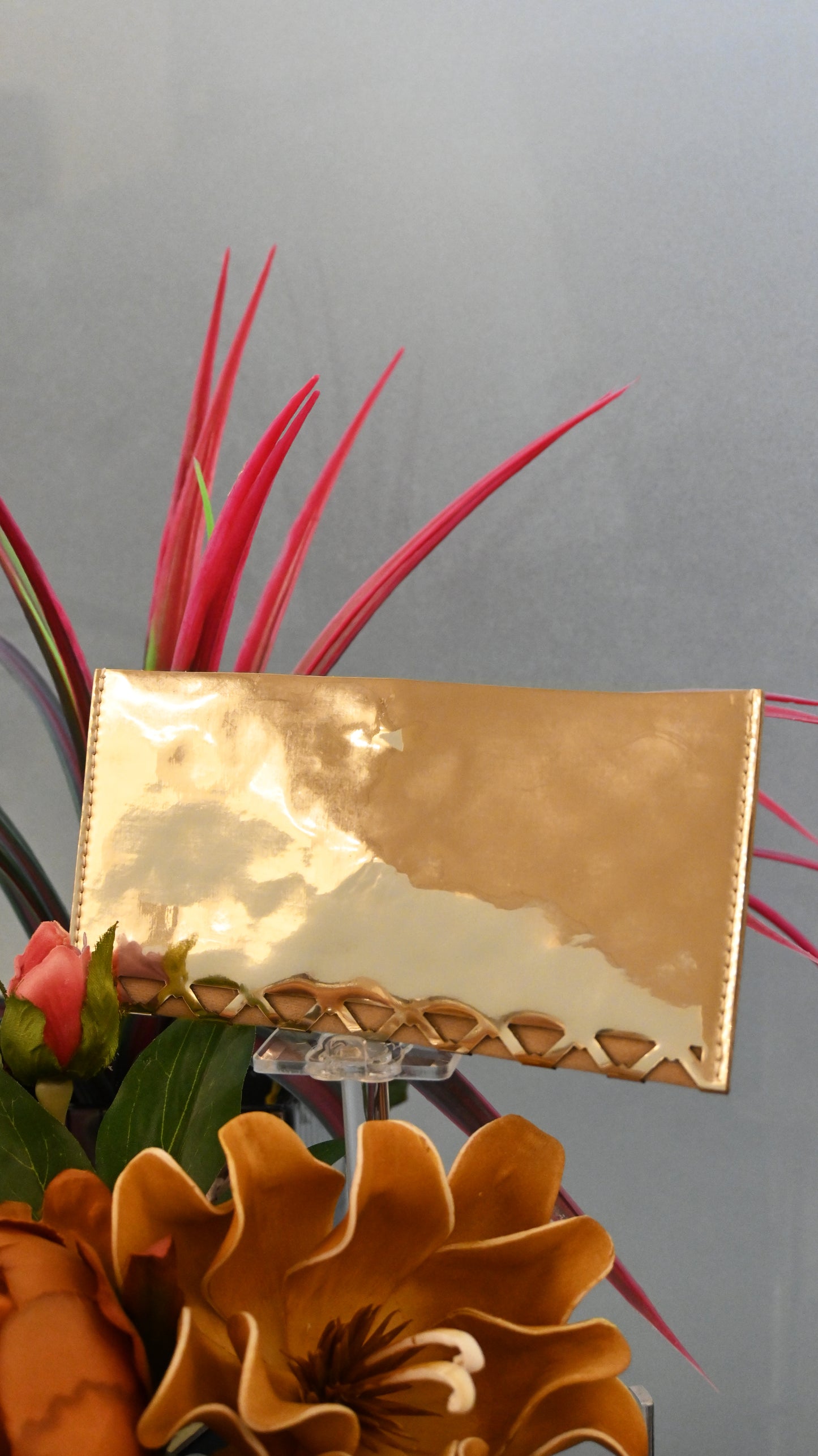 Diamond Arch: Golden Crystal PU Envelop