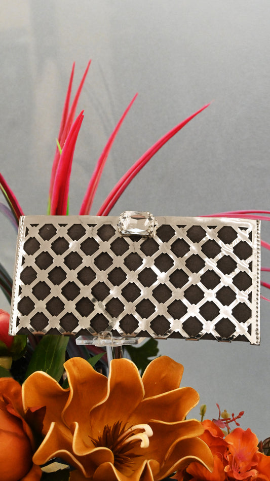 Diamond Arch: Silver Crystal PU Envelop