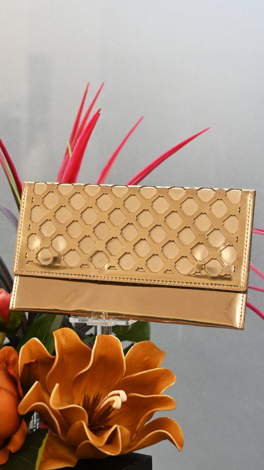 Diamond Arch: Golden PU Clutch