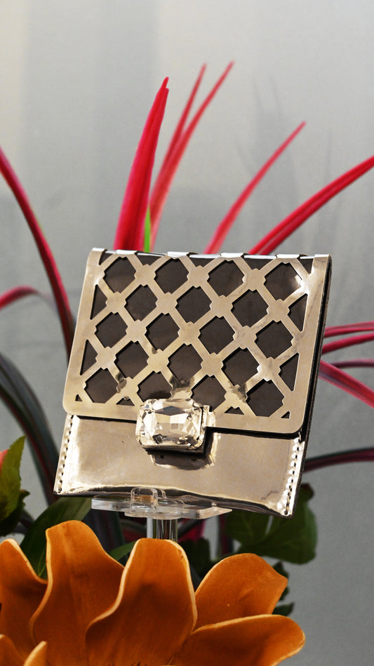 Diamond Arch: Silver PU Small Clutch