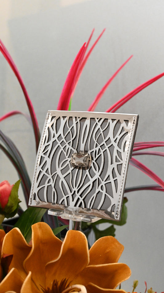 Mirage: Silver PU Small Clutch