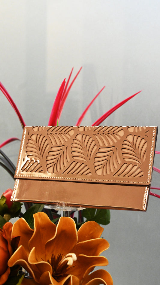Tropical Trace: Rosegold PU Clutch