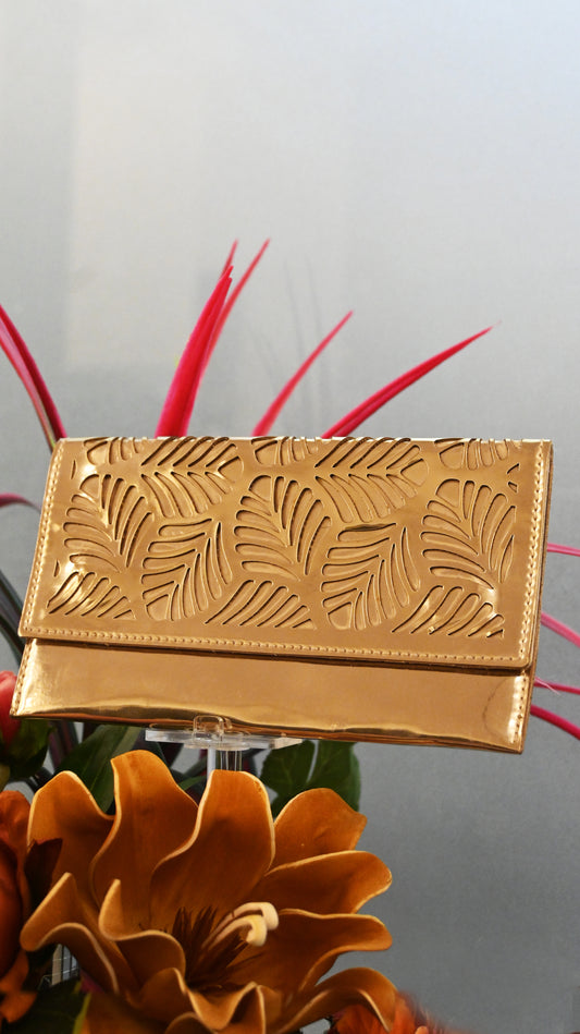 Tropical Trace: Golden PU Clutch