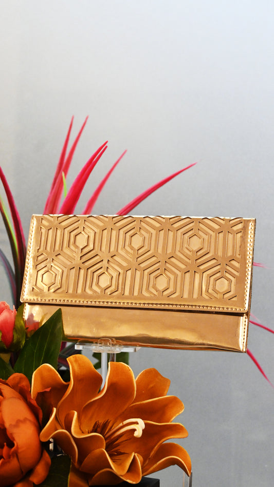 Prism Vault: Golden PU Clutch
