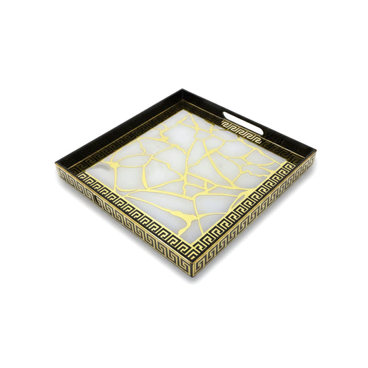 Broken Tree Black White Gold: 4 Wall Tray