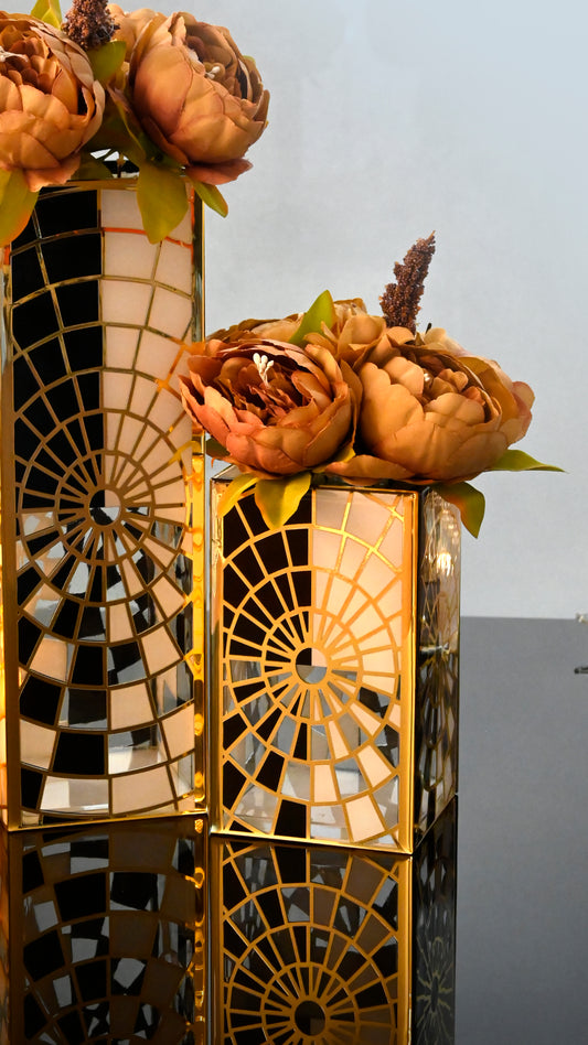 Black & White Gold Web: Medium Vase