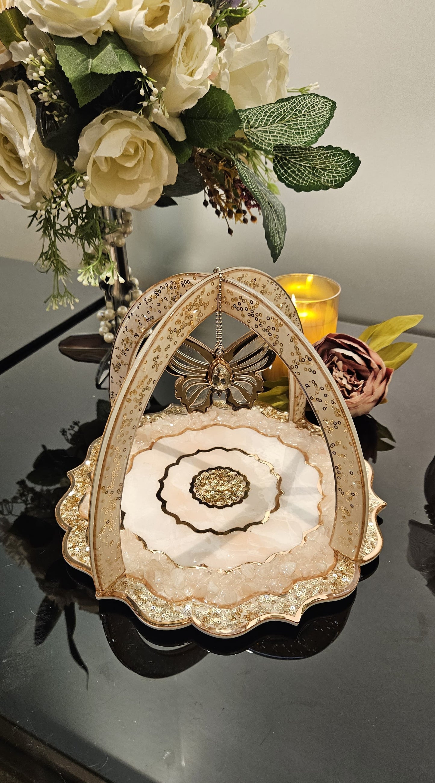 Rose Gold Rose Stone: Criss-Cross Platter