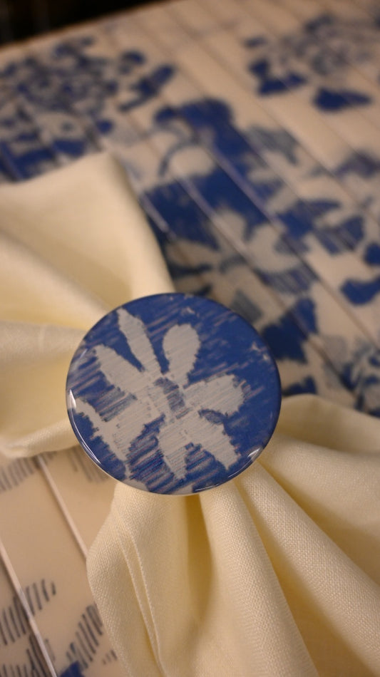 Floral Blue: Napkin Ring (Set Of 4)