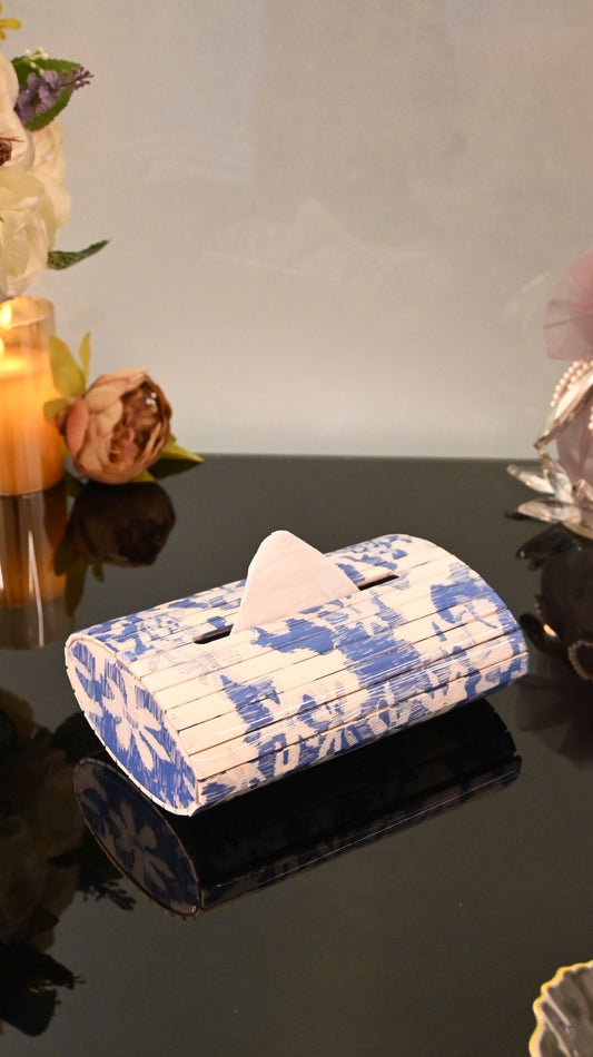 Floral Blue: Flexi Oval Tissue Box