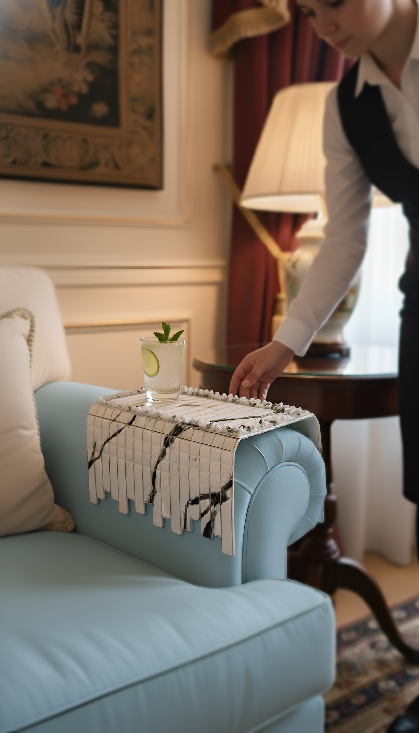 High Low Stones White: Sofa Tray