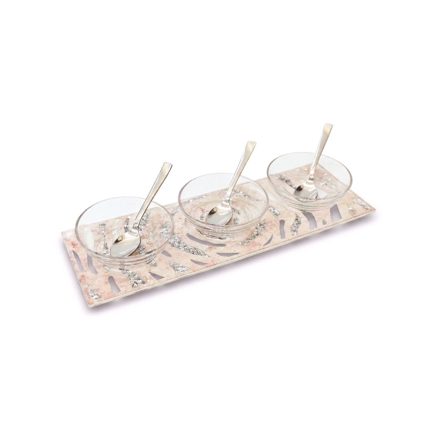 Lotus & Rosette Peach: 3-Bowl Platter