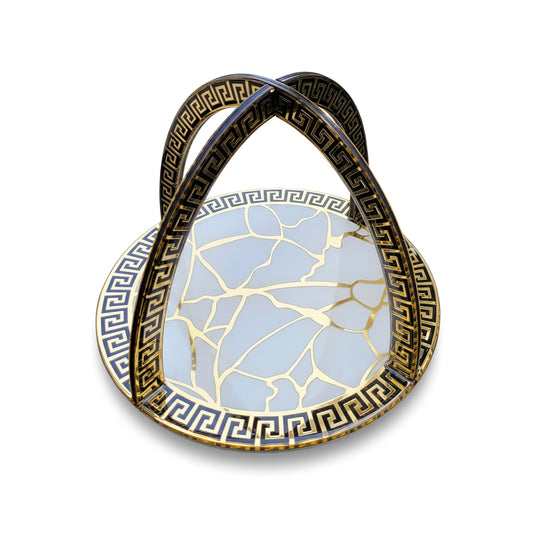 Broken Tree Black White Gold: Criss Cross Platter