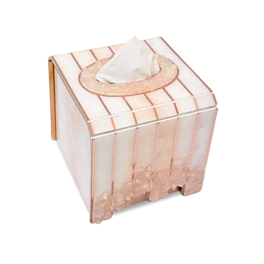 High-Low Stones Pink: Square Tissue Box