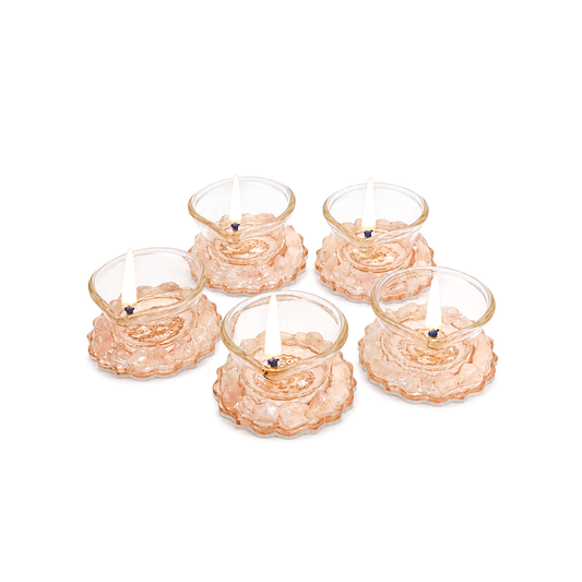 Rose Gold Rose Stones: Diyas (Set Of 5)