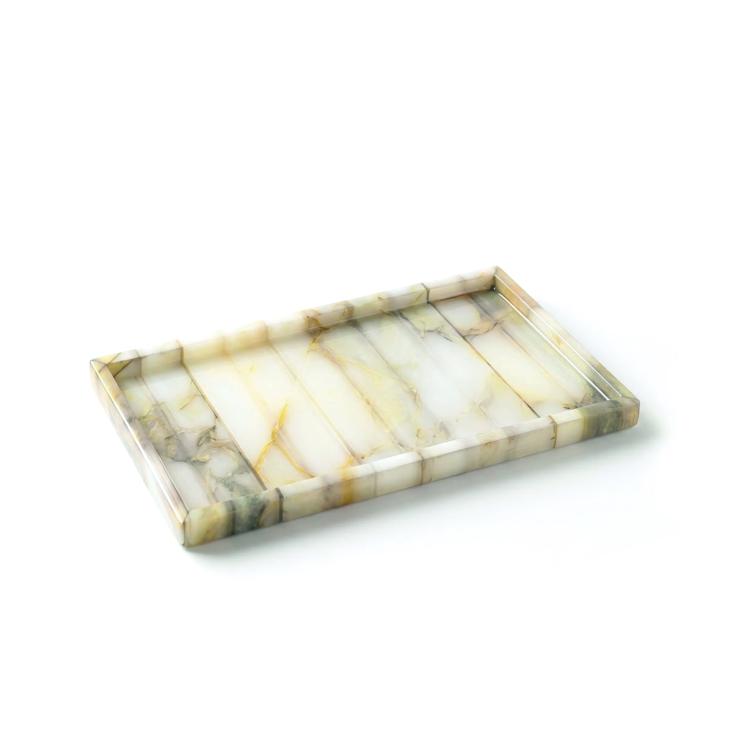 Fluted Marble Green: Rectangular Platter