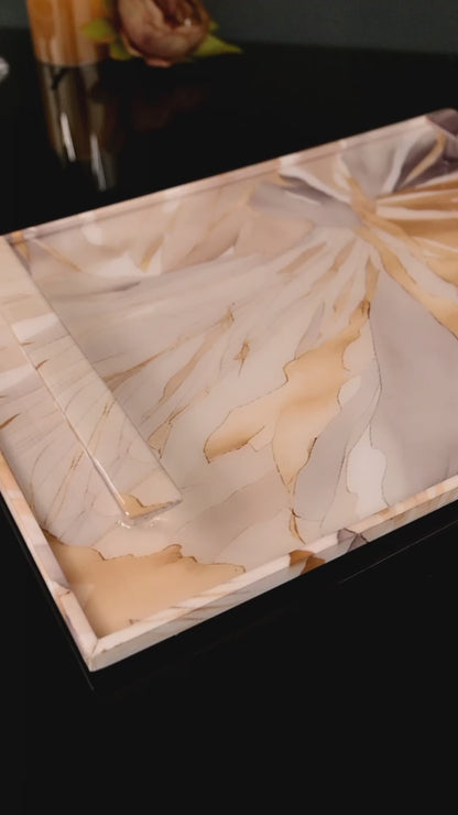 Golden Bloom: Rectangular Border Tray