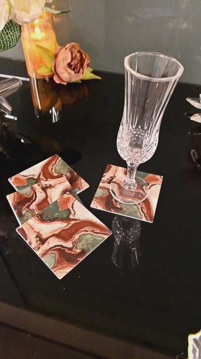 Earth Marble: Square Coasters (Set of 4)