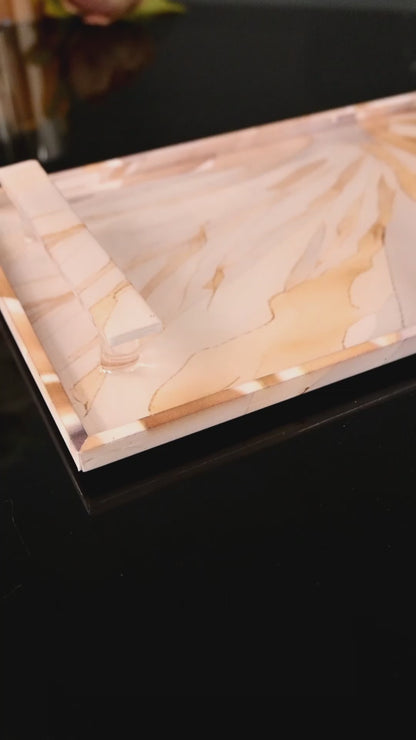 Golden Bloom: Rectangular Border Tray