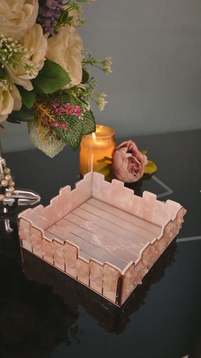 High-Low Stones Pink: Small 4 Wall Tray
