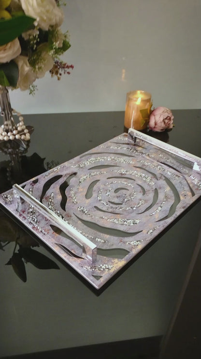 Lotus & Rosette Blue: Large Tray