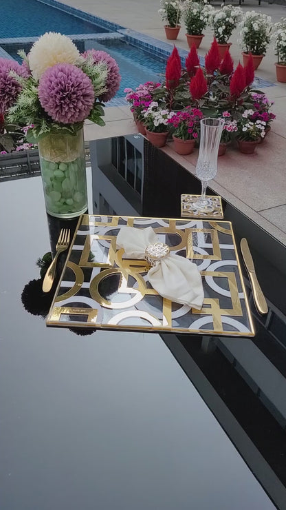 Blocks White & Gold: Square Placemat