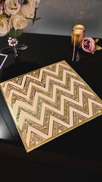 White & Gold Sequins Chevron: Placemat