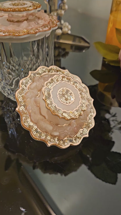 Rose Gold Rose Stone: Lids (Set Of 2)