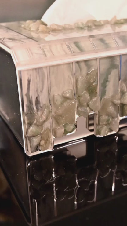 High Low Stones Green: Tissue Box