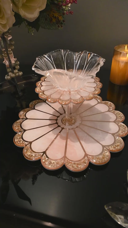 Daisy Rose Gold: 2-Layer Flower Bowl Platter