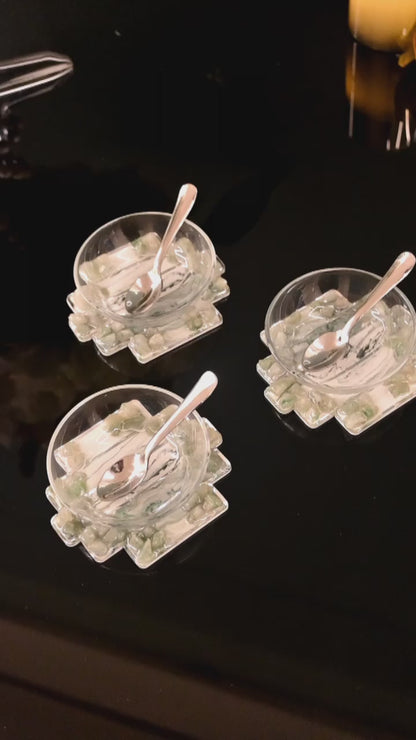 High Low Stones Green: Dip Bowl (Set Of 3)
