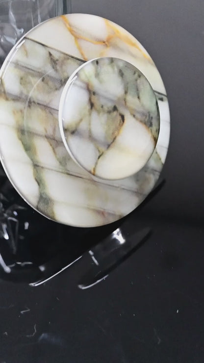 Fluted Marble Green: Lids (Set Of 2)