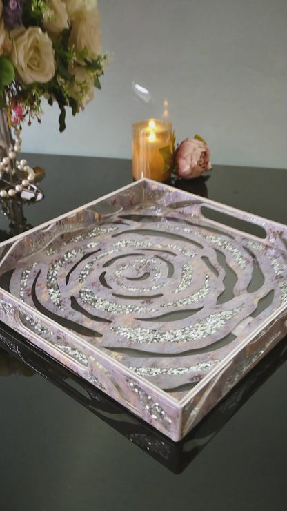 Lotus & Rosette Blue: 4 Wall Tray