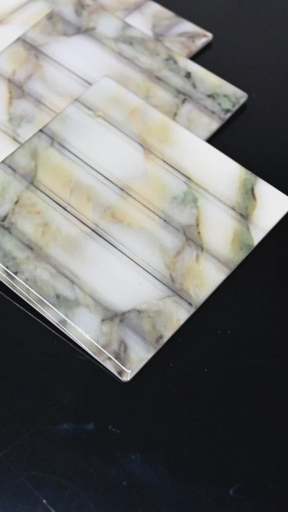 Fluted Marble Green: Coasters (Set of 4)