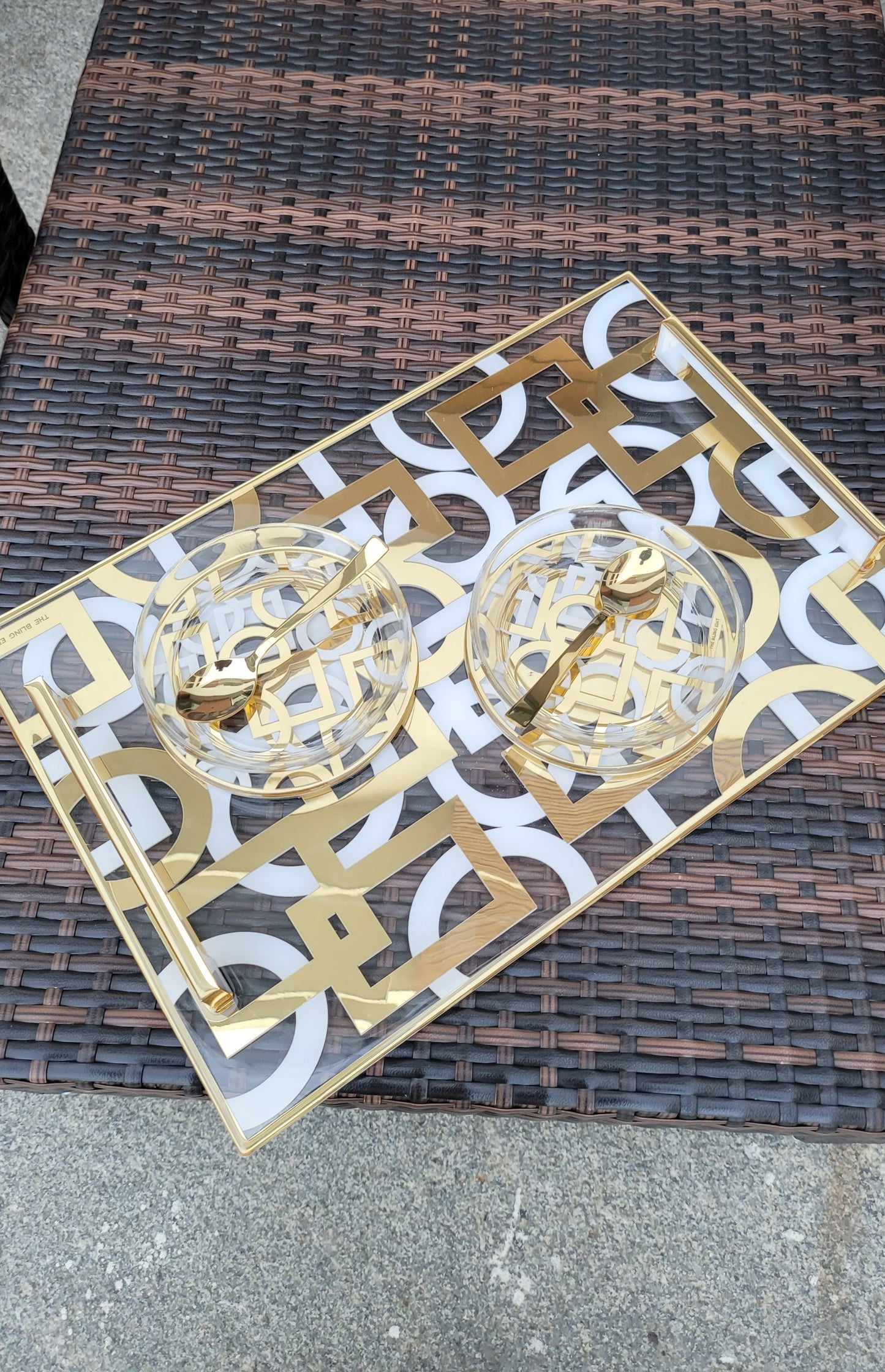 Blocks White & Gold: Extra Large Tray
