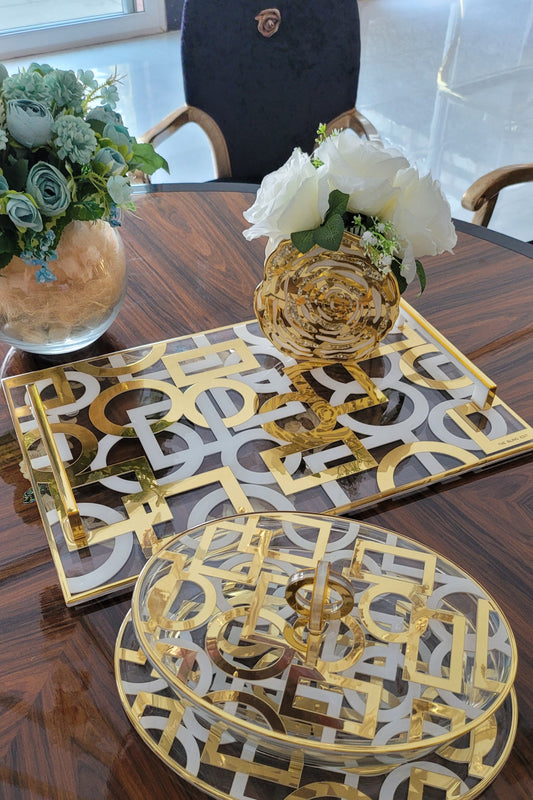 Blocks White & Gold: Medium Tray