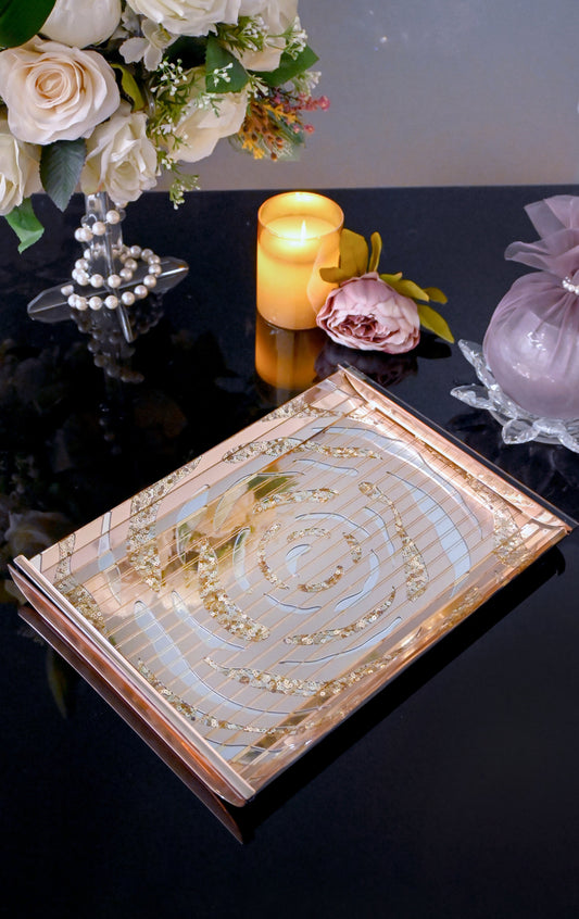 Rosegold Silver Rossette Sequin: Large Hotel Tray