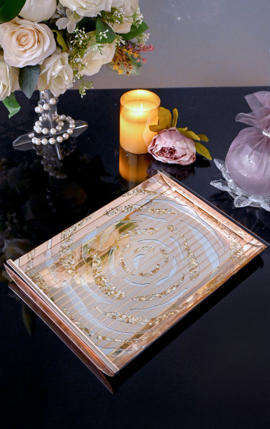 Rose Gold Silver Rosette Sequins: Large Hotel Tray