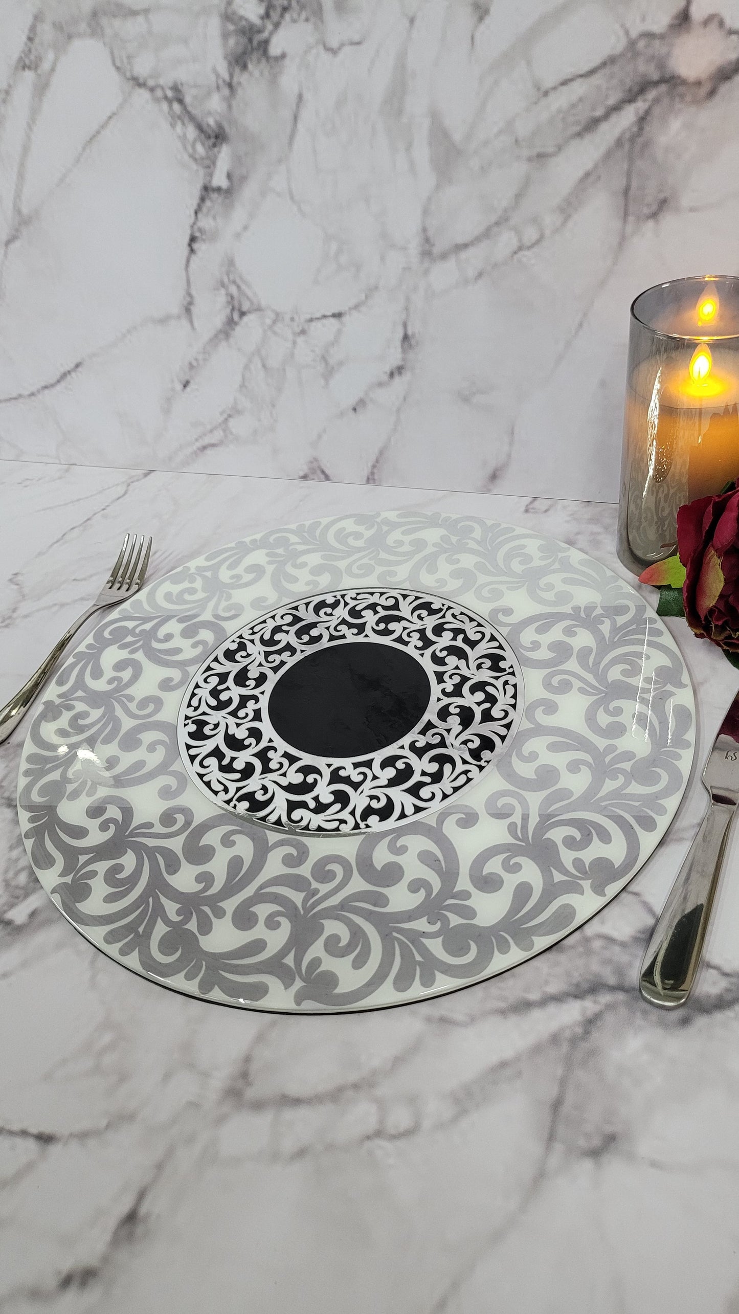 White Imperial Round Placemat