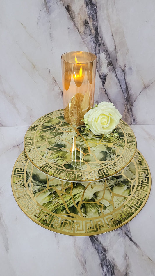Green Broken Marble Cake Stand