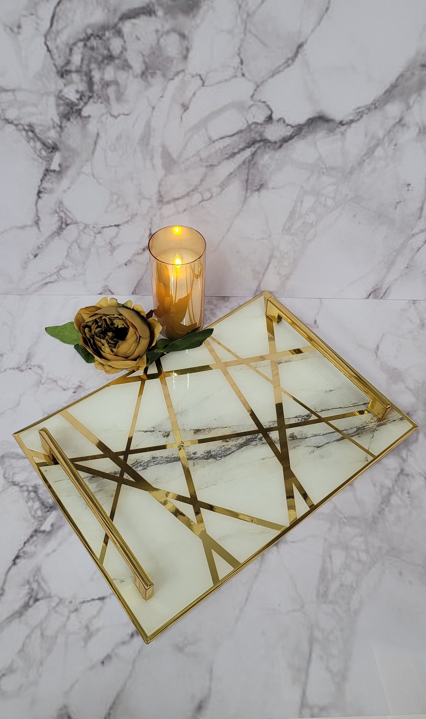 Marble Dancing Lines Large Tray